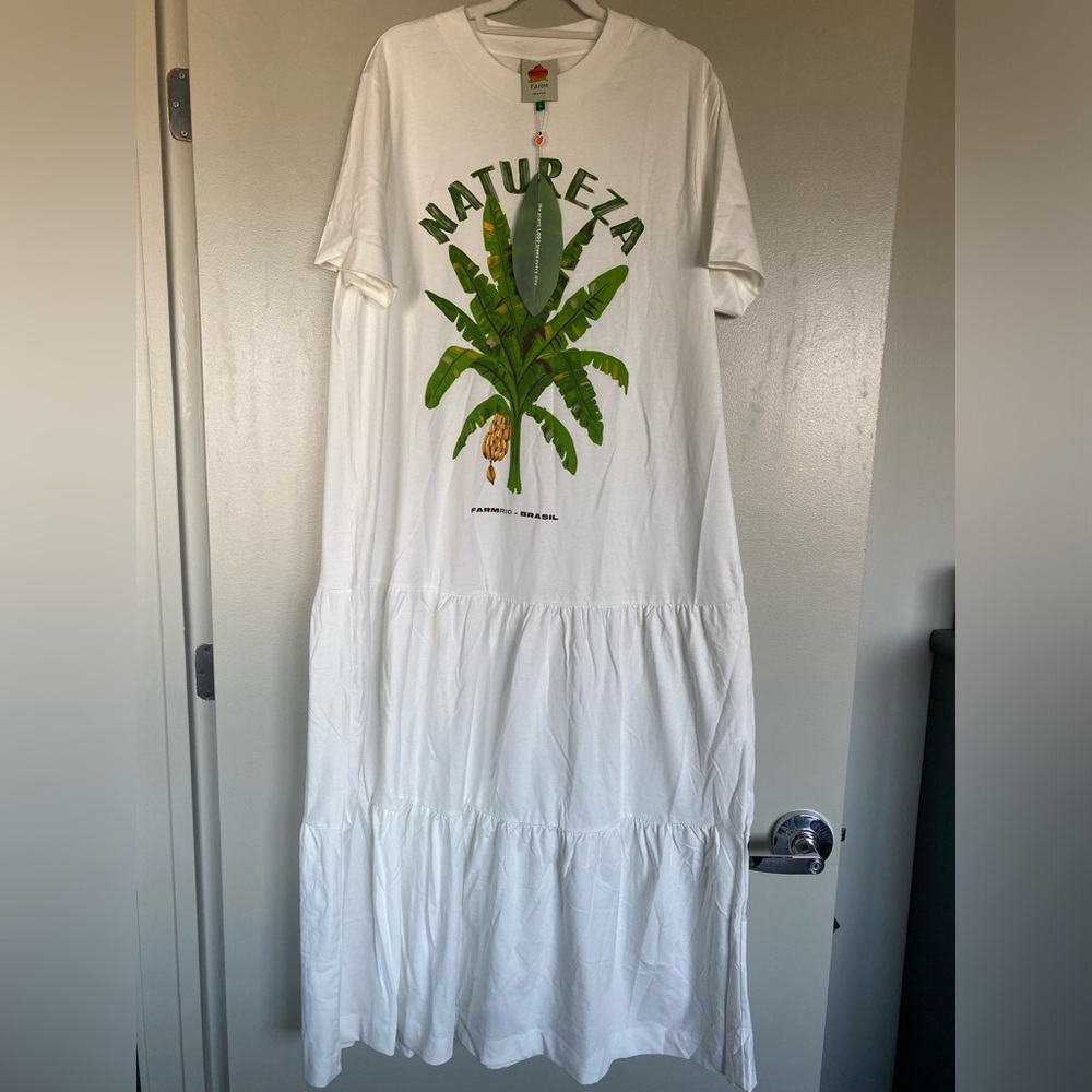 NWT FARM Rio White Natureza Organic Cotton Maxi Dress